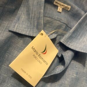 NWT Mario Romano Made in Italy Light Blue Linen Shirt 👕